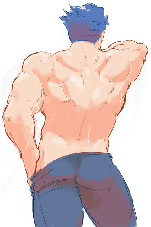 piikeisandaa:  FIVE Hector messages for no-shirt… Constant frontal views are boring so here’s a quick back (and butt). 