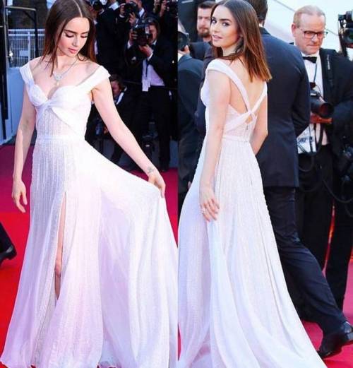 Lily Collins on the red carpet of the Cannes 2017#fashion #dress #style #beauty #lilycollins #gigi