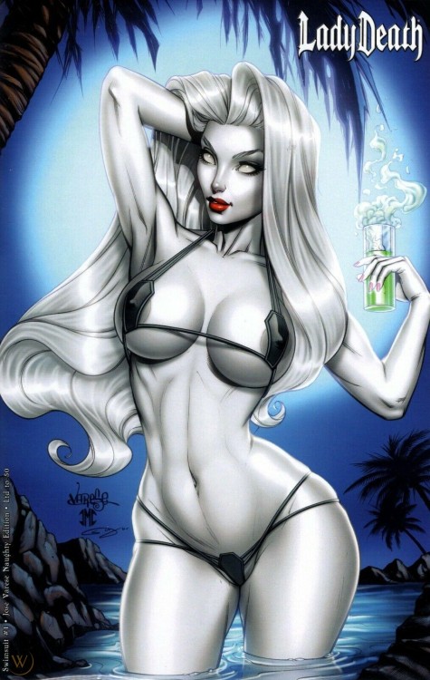 naughtyhalloweenart:  Lady Death Swimsuit