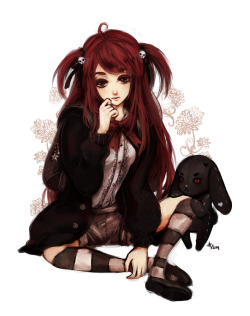 drawkill:  bloodless-rose:  For DrawKill ♥  HNNG- HER FACE IS SO SWEET AND PRECIOUS. Your paintings are always so elegant and prettay! + Q + I loves this 4ever! 