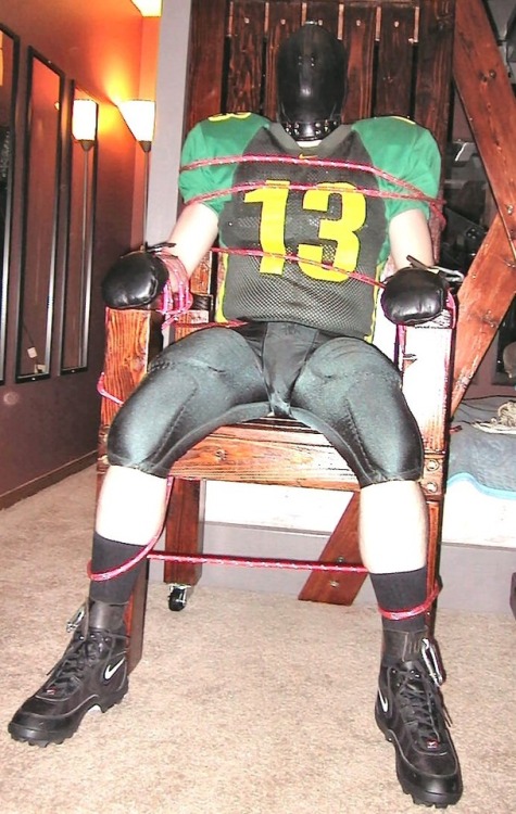 hockeydogwoof:I’m chair tied in Oregon Ducks football gear, along with the not-so-regulation leather