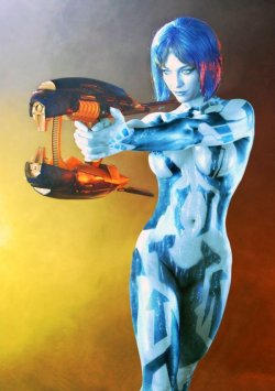 sci-fi-hotties:  Cortana body paint cosplay