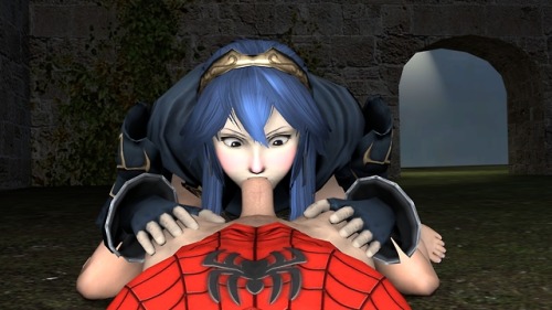 loverlassysponk:Lucina loves to make Spider-Man cum all over her face 