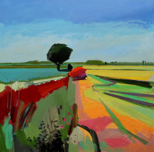 Fred Ingrams (English, b. 1964, England) - 1: Sunset Over Sedge Fen, July 2016, Acrylics on Canvas  