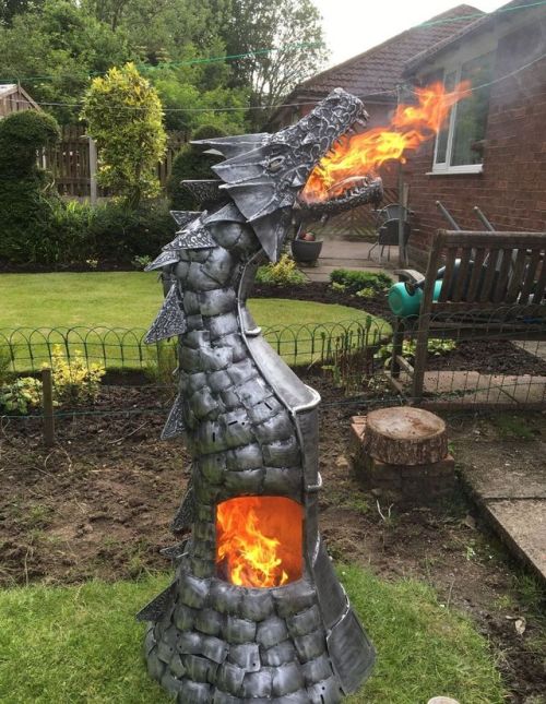 steampunktendencies:  Fire Breathing Dragon Log Wood Burner by laandpa   