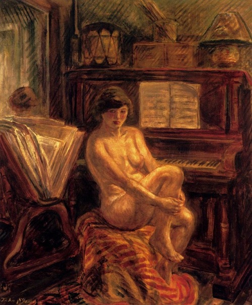 John French Sloan, Nude at Piano, 1928.