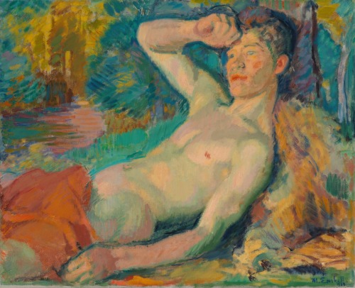 antonio-m:“Awakening Faun”, c.1914 by Magnus Enckell (1870–1925). Finnish painter. oil on canvas.