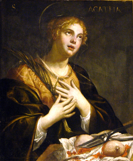 santsebastian:  royalturkeyz:  fandomsandfeminism:   fandomsandfeminism:  Look, I dont know a lot about saints and Catholicism,  but I know St. Agatha is always depicted with her breasts on a plate, and that’s sure something  Just a few more. This is