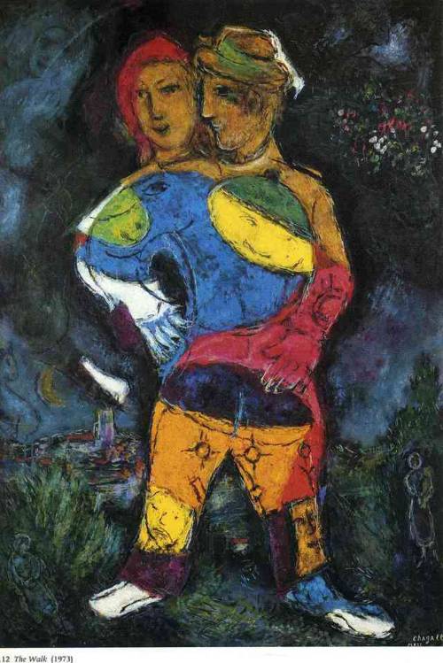 artist-chagall:The walk via Marc ChagallMedium: oil on canvas