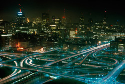 natgeofound:  Interstate highways 90 and 94 meet at the Halsted Street Interchange in Chicago, February 1968.Photograph by James K. W. Atherton, National Geographic