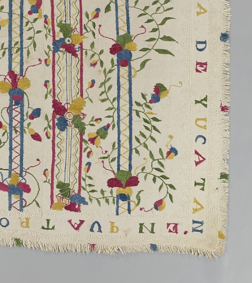 Embroidered coverlet (Colcha)Made by Doña Rosa Solís y Menéndez in Merida, Mexico, 1786This bedcover