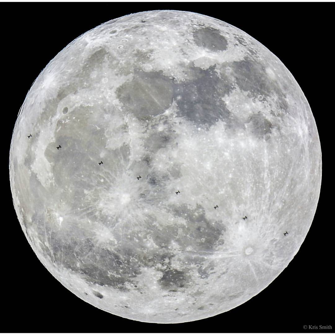 Supermoon and Space Station #nasa #apod #moon #supermoon #satellite #internationalspacestation