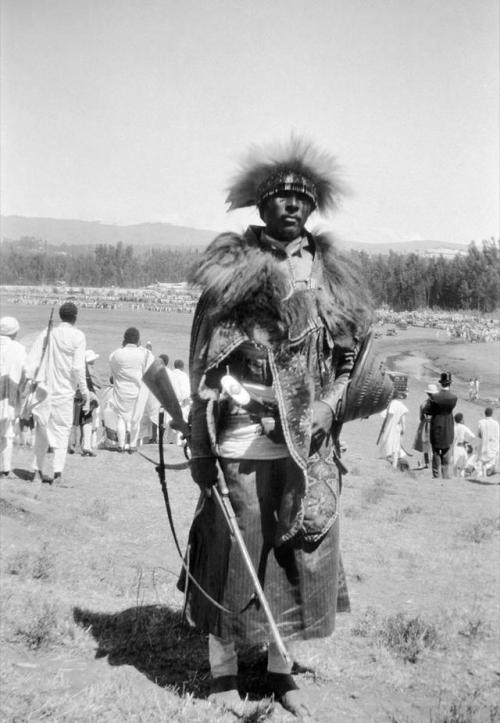historium:An Abyssinian (Ethiopian) warrior, carrying a rifle and shield and wearing a lion’s 