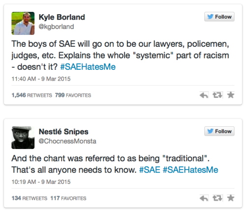chocolatecakesandthickmilkshakes:  micdotcom:  The response to SAE’s disgusting chant has been a powerful, yet heartbreaking thing to see. Students are taking extra effort to make sure their voices are heard.  Amerika makes itself look really fuckin