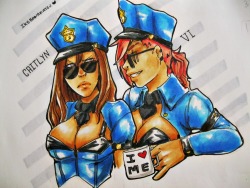 More Drawinnngsss, Vi And Cait Officer Skin &Amp;Lt;33  Coloured With Copics &Amp;Lt;3