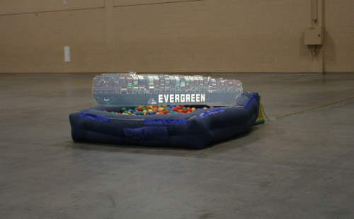 :Attention everyone, the ship is stuck in the ball pit, I repeat the ship is stuck in the ball pit