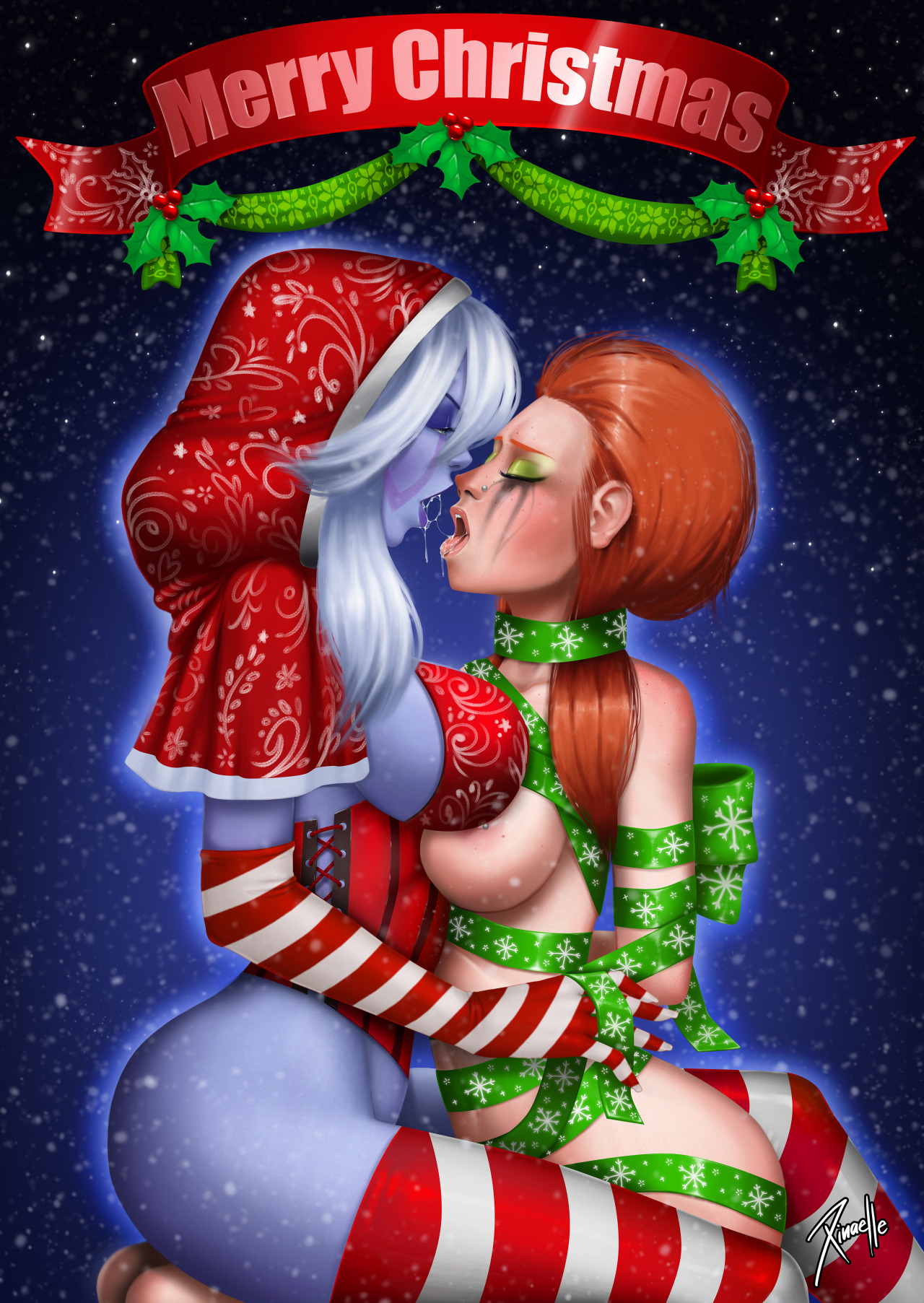   Christmas kiss   ( ˘⌣˘)♡(˘⌣˘ )     Early Christmas art with Traxex and