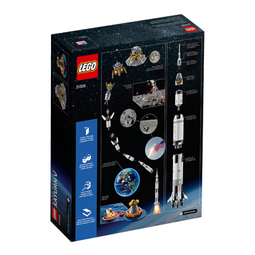 LEGO Ideas NASA Apollo Saturn V (21309)Even though it doesn’t include minifigures (but three microfi