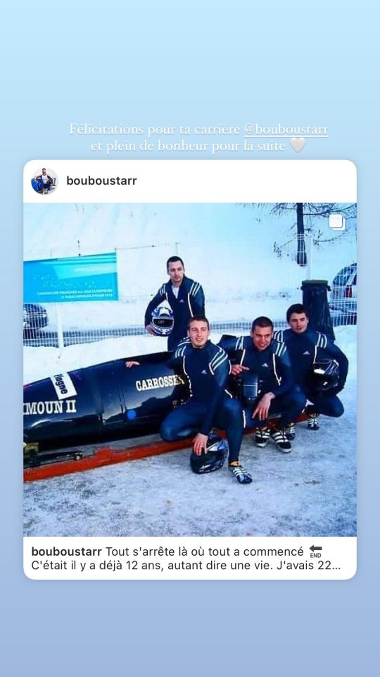 Gabi commenting on french bobsleigh athlete Jeremie Boutherin's retirement announcement