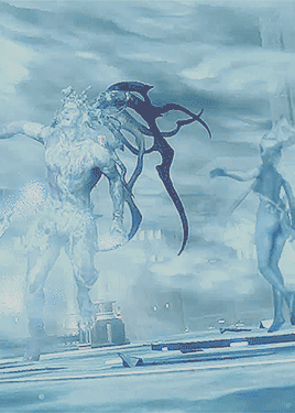 gigglincactus:Anonymous asked: Shiva freezing IfritDiamond Dust