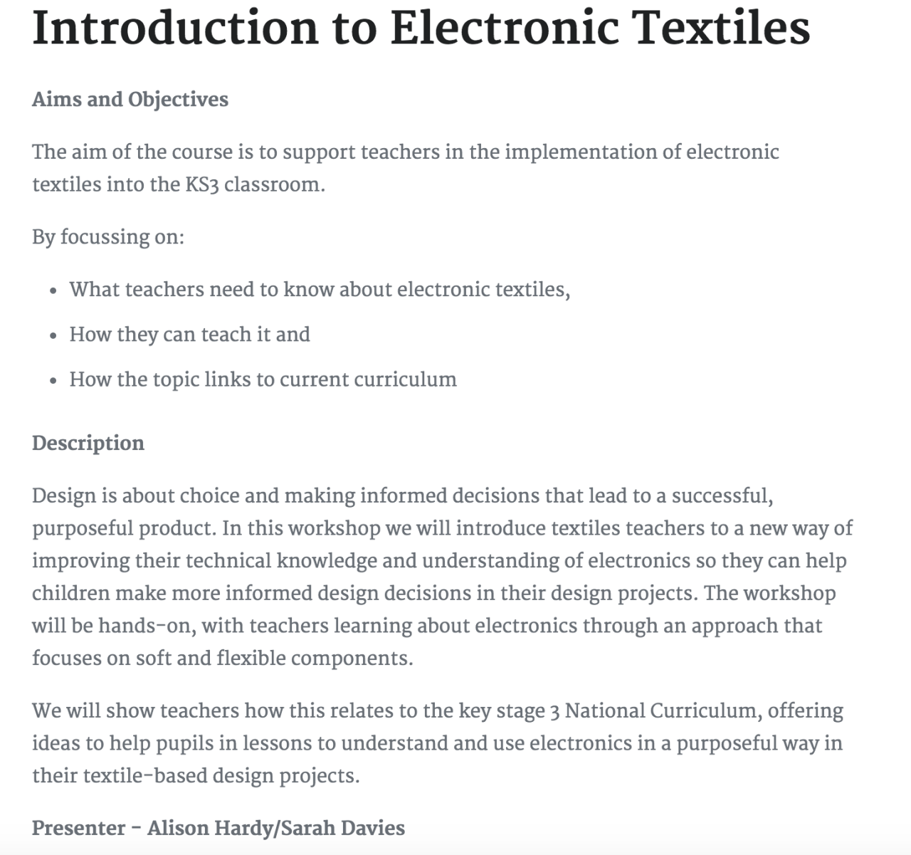 E textile curriculum research project design and technology