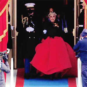 Lady Gaga performs the National Anthem during the Presidential Inauguration on Wednesday, Jan. 20, 2