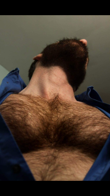 gayconfessions69:  I love looking up at daddy’s hairy chest as I suck his cock. His body the definition of masculinity. Towering above me, in total control of my submission. Knowing that I’m serving him well is all I need with his cum in my mouth