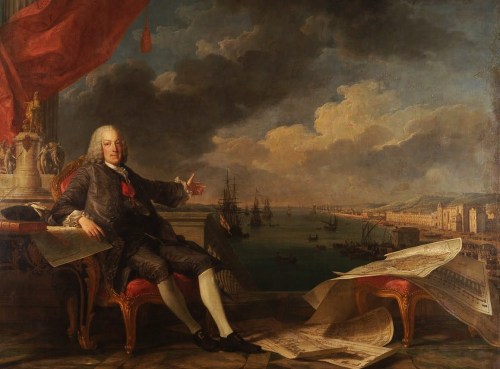 Louis-Michel van Loo (portrait), and Claude-Joseph Vernet (seascape). Portrait of the Marquis of Pom