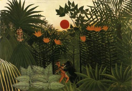   La pintura naïf de Henri Russeau (1844 - 1910).  LA MAGIA DE LA JUNGLA (animales aterciopelados) É
