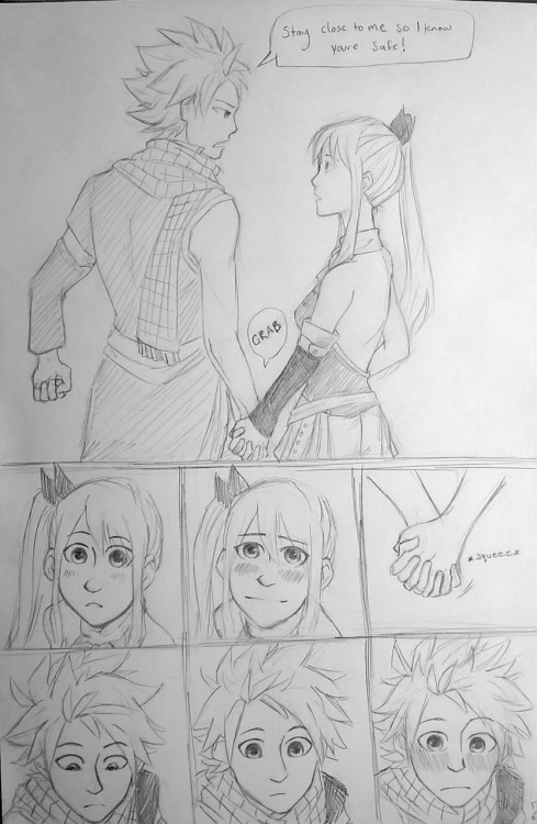 oliviajoytaylor:Fairy tail- nalu I randomly thought of this and wanted to draw it. It was also a chance to draw Lucy’s new out fit and hair style :)