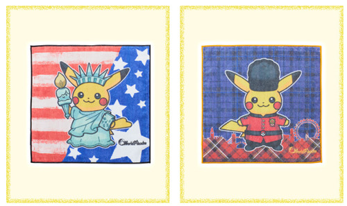 zombiemiki:Part 1 of the brand new Pikachu of the World series of plush, handkerchiefs, stickers, an