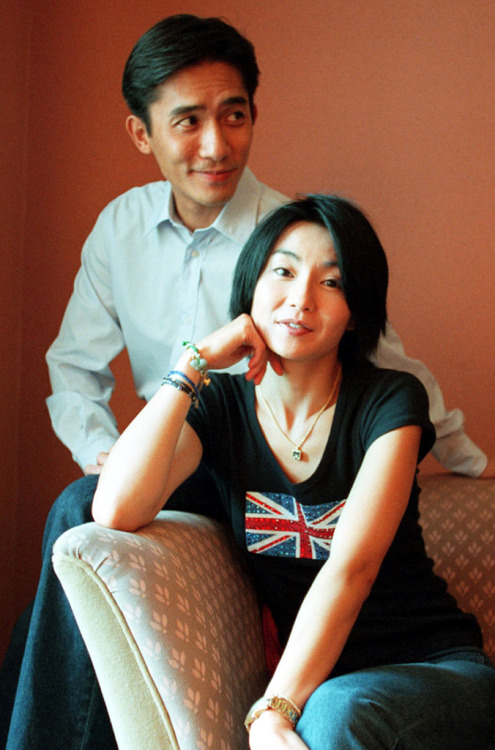 Maggie Cheung and Tony Leung while promoting the film “In The Mood for Love”, 2000.