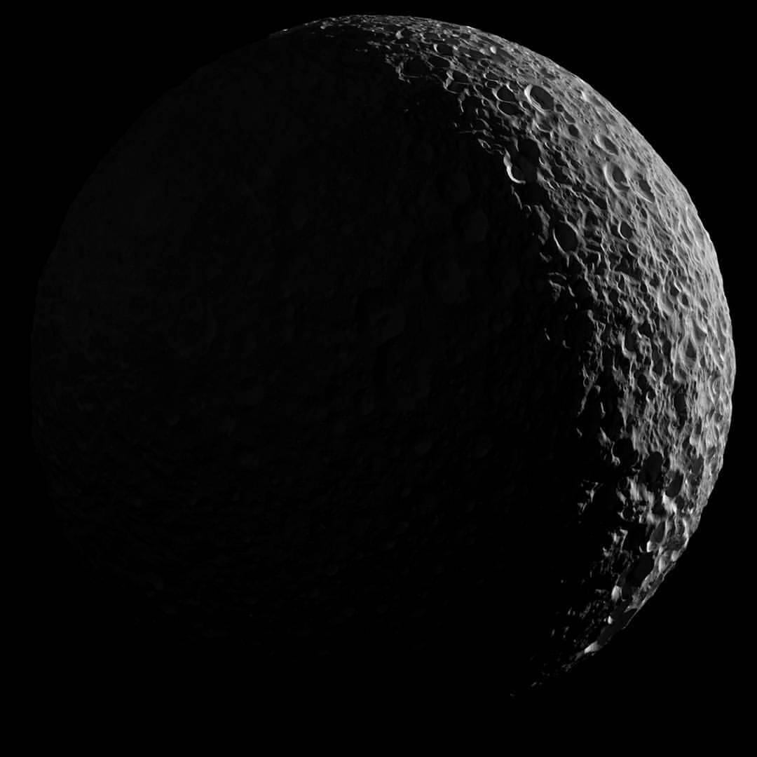 Mimas in Saturnlight #nasa #apod #ssi #esa #jpl #cassiniimagingteam #mimas #moon