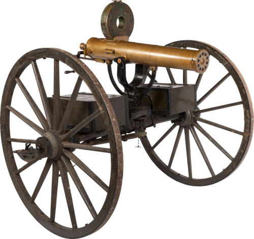 peashooter85:  US Model 1883 Colt Gatling gun with original limber and accessories. Sold at Auction: 趃,050 