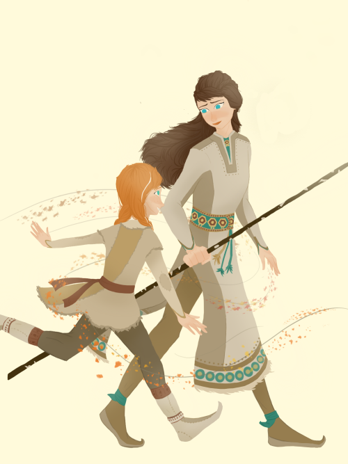 themountainsays: Iduna and Anna living with the Northuldra. I guess Iduna figures figured it would b