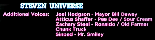 gemfuck:  voice acting credits for steven universe i caught during the ‘thon. (has voice actor for Opal)  Huh, can’t say I expected Sour Cream to be voiced by Brian Posehn, that’s interesting