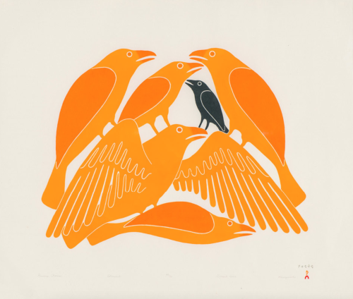 artschoolglasses:Ravens’ Chorus, Kenojuak Ashevak, 2002