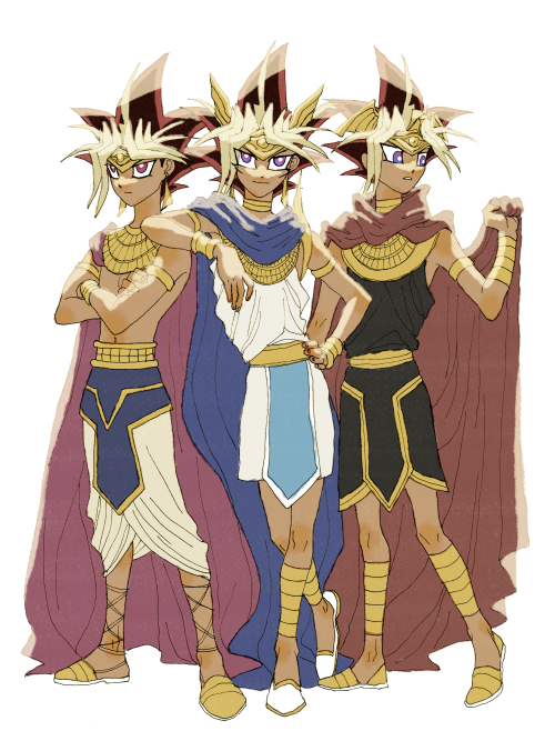 desertrose3000:  sailorspuzzleblog:  egyptiansapphiredragons:  hiramiyugioh:  ask-henry-yugi-tudor:  khjdraw:  ATEM  wait who is which Atem?    HMMMMM YES.  Reblog because three Atem’s is better than one ain’t it? Ahehehehehe  I really like the first