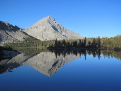 thedigitalmoon:  Bench Lake with Arrow Peak in the background. This is a few miles off the John Muir Trail. Much of that trail is heavily trafficked. You never go more than few hours without seeing someone. But here, isolated off the main trail, there