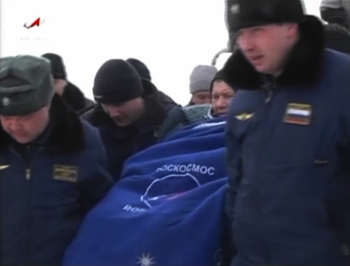 fyeahcosmonauts:I got some screen shots of the replay of the Soyuz TMA-06M landing. They landed arou