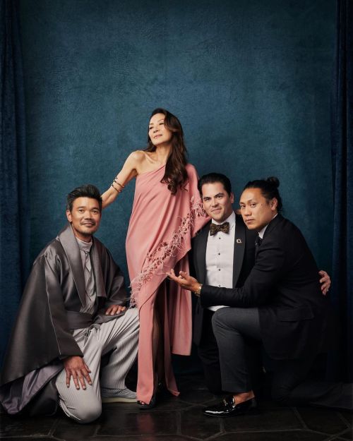 Michelle Yeoh with Destin Daniel Cretton, John M. Chu and Jonathan Wang at the Gold House Gala 2022 