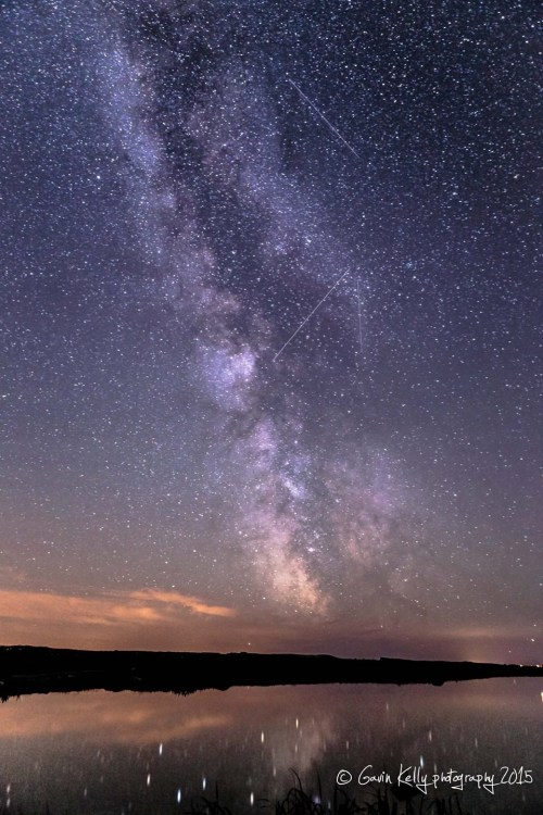  Perseid meteor shower passing in front of the Milky Way as seen from the Aran Islands in Galway, Ir