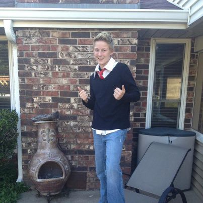 Dressed as Ellen Degeneres for Celebrity Day. And yes I did dance when I had to go