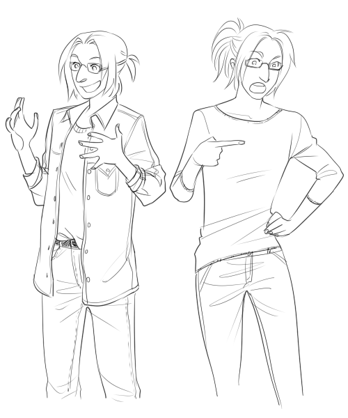 zu-art:  Modern AU Hanji not giving a crap about clothes 