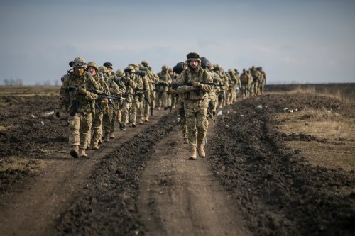 Marching of Azov regiment soldiers.