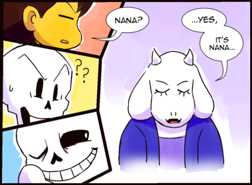 drawloverlala: Old lady tells pun, in other news a dumb human child is too nosy and a skeleton laughed. Sorry if there’s bad English lol, i did this silly comic based on how nosy i like to hc my Frisk and the fact that In Toriel’s room, she has a