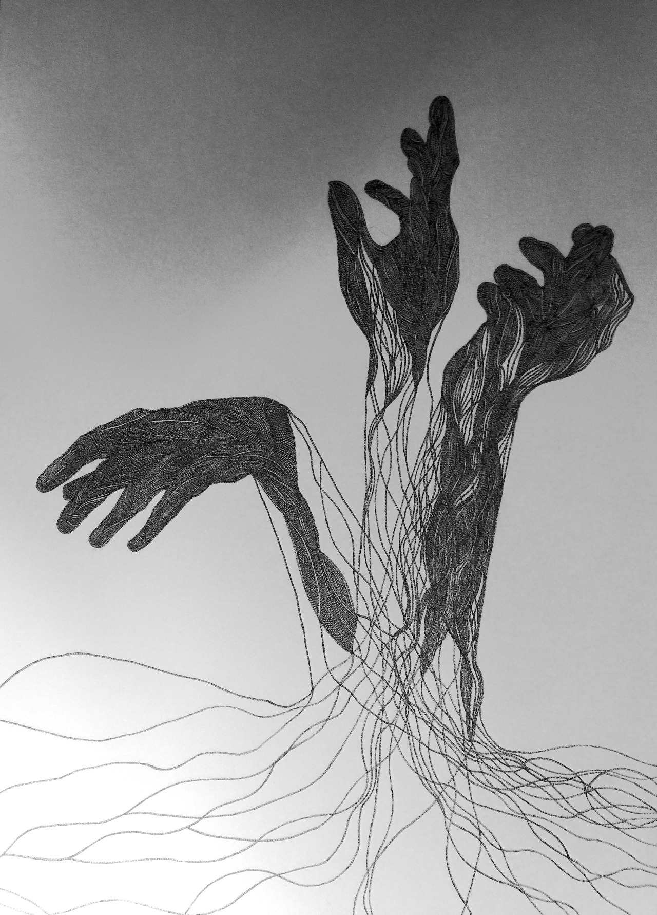 tumblropenarts:  hands 1 (drawing, black pencil, 50x70cm)  Artist Name: Céline Ohannessian