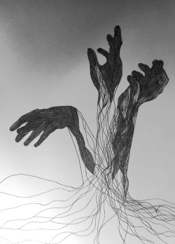 tumblropenarts:  hands 1 (drawing, black