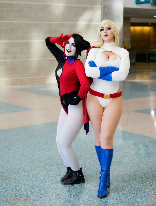 callmepowergirl:    “We do the same thing we’ve always done. We make a better world.” Some photos of me and Anarchy cosplay from comikaze as Powergirl and Harley! My Cosplay page Harleys Cosplay page   super booties- I mean buddies~ < |D’‘‘