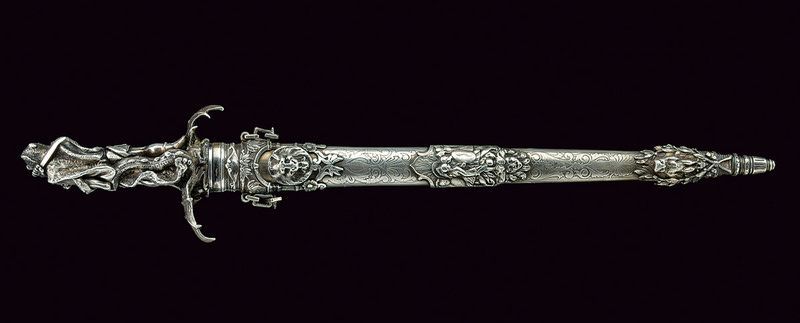 art-of-swords:  “Heroic Style” Silver Mounted DaggerDated: 19th centuryCulture: